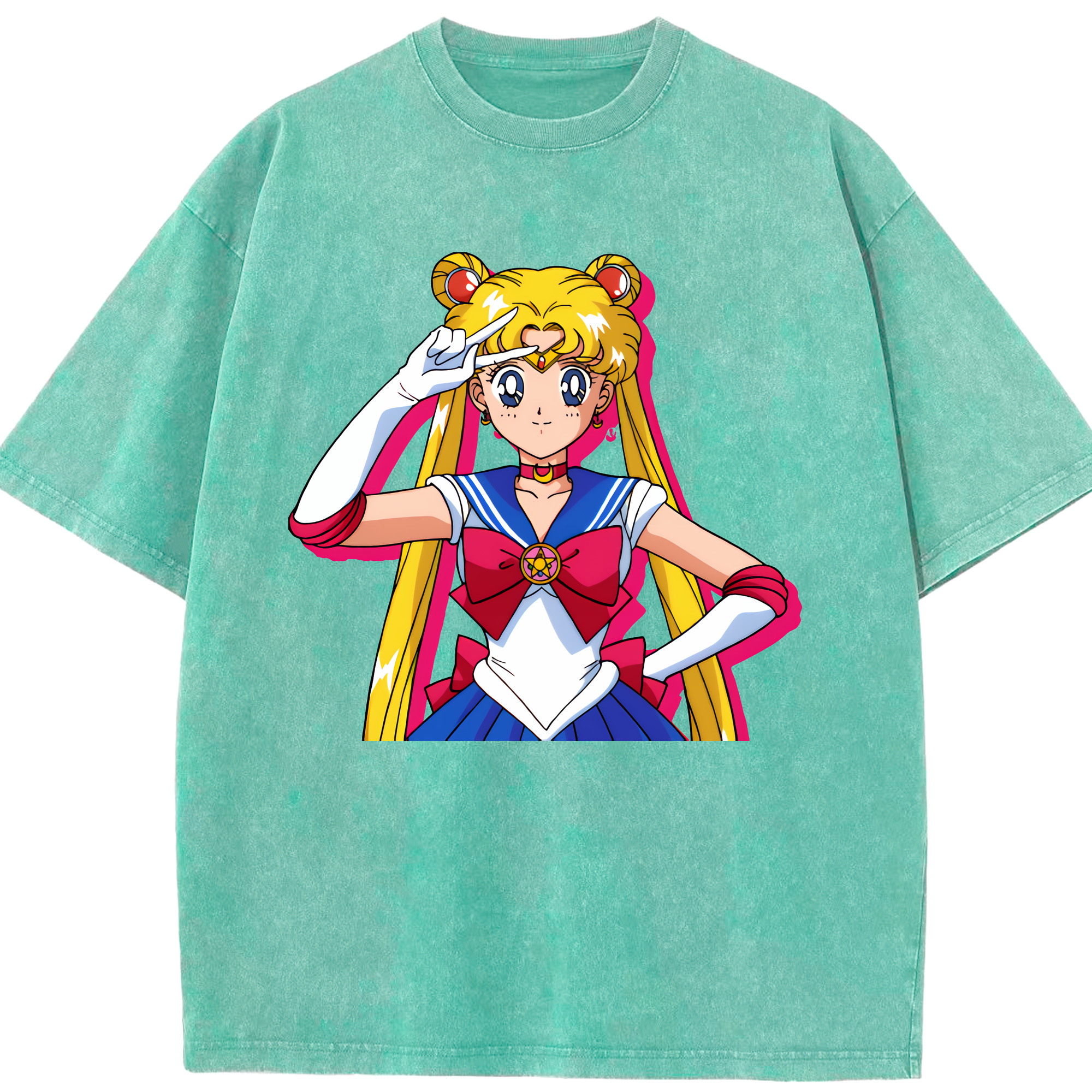 （画像用） 美少女戦士セーラームーン 月野 うさぎ つきの うさぎ Sailor Moon Tsukino Usagi 綿100% ヴィンテージ風 半袖Tシャツ（フロントプリント）